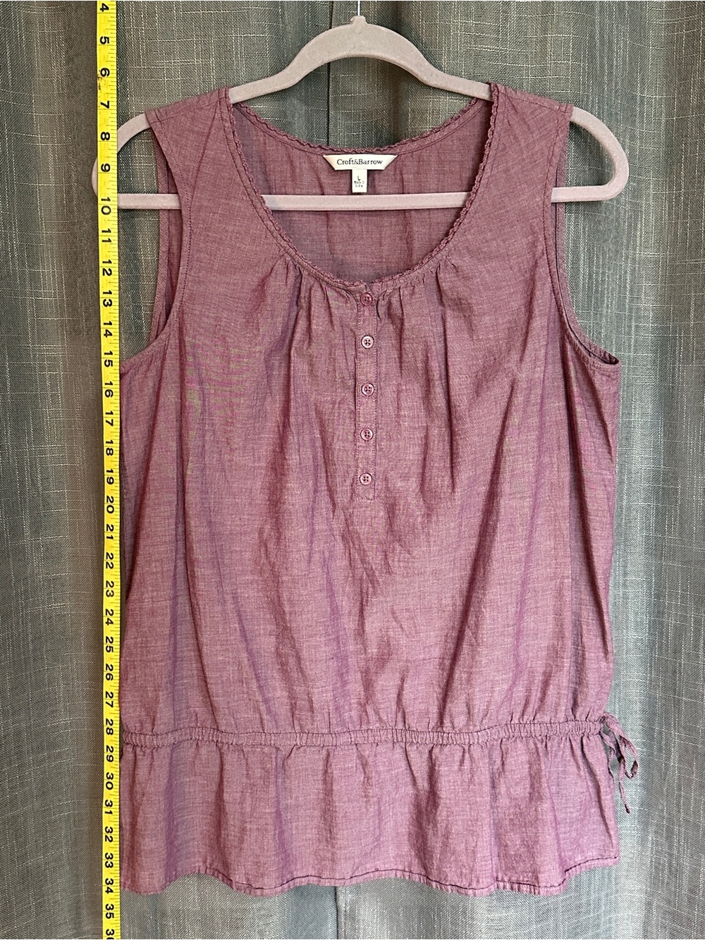 Croft & Barrow Sleeveless Gathered Waist Top - Dusty purple
